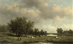 Cows In The Pasture — Anthonie Jacobus Van Wijngaerdt