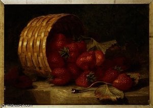 Strawberries in a Wicker Basket on a Ledge