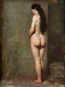 Standing Female Nude With Long Brown Hair — George Ogilvy Reid
