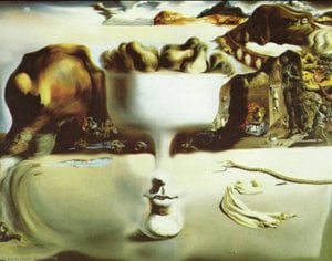 Forvisning Af Ansigt Og Frugt Skål På Strand, 1938 — Salvador Dalí, Surrealism