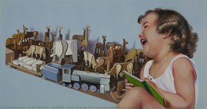 Untitled (Final artwork for chocolate packaging (Laughing child before toys))