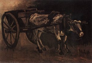 Cart With Red And White Ox — Vincent Willem Van Gogh, Post-impressionism