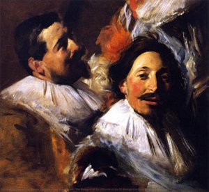 Two Heads From 'the Banquet Of The Officers Of The St George Civi Guard' (after Frans Hals) — John Singer Sargent, Baroque Portraiture