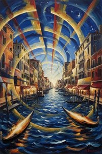 Kinetic Radiance: A Venetian Convergence In Gold And Cobalt — Jacques Villedieu