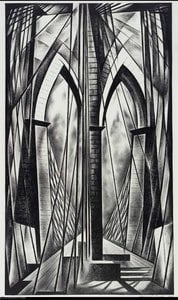 Brooklyn Bridge — Howard Cook, Art Deco