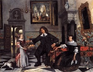Portrait Of A Family In An Interior — Emanuel De Witt, Dutch Golden Age
