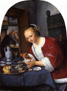 Das Mädchen Bietet Austern An — Jan Havickszoon Steen, Dutch Golden Age
