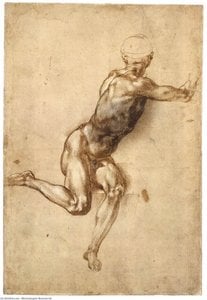 Sidende Mandnøgne (revers) — Michelangelo Buonarroti, High Renaissance