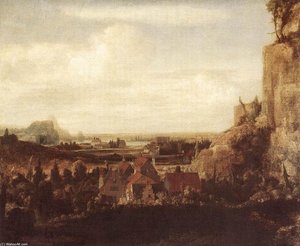 A River Valley With A Group Of Houses — Hercules Seghers, Dutch Baroque