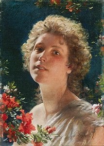 Girl With Azalea Flowers — Wladyslaw Czachórski, Academic Realism