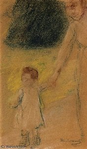 The Granddaughter Of The Artist With Their Children Woman — Max Liebermann