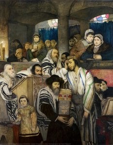 Jews Praying In The Synagogue On Yom Kippur — Maurycy Gottlieb