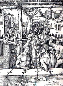 Bath Men, Berlin Smpk — Albrecht Dürer, Northern Renaissance Woodcut