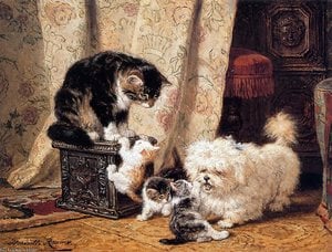 Best Of Friends Sun — Henriette Ronner Knip, Academic Realism