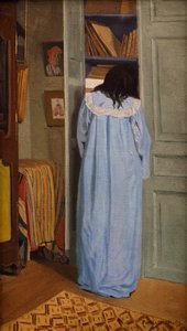 Interior, Woman In Blue Searching In A Cupboard — Félix Vallotton