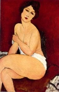 Nu Assis Sur Un Divan (also Known As La Belle Romaine) — Modigliani, Expressionism