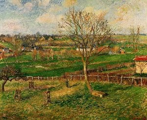 Landscape, Fields, Eragny — Camille Pissarro, Impressionism