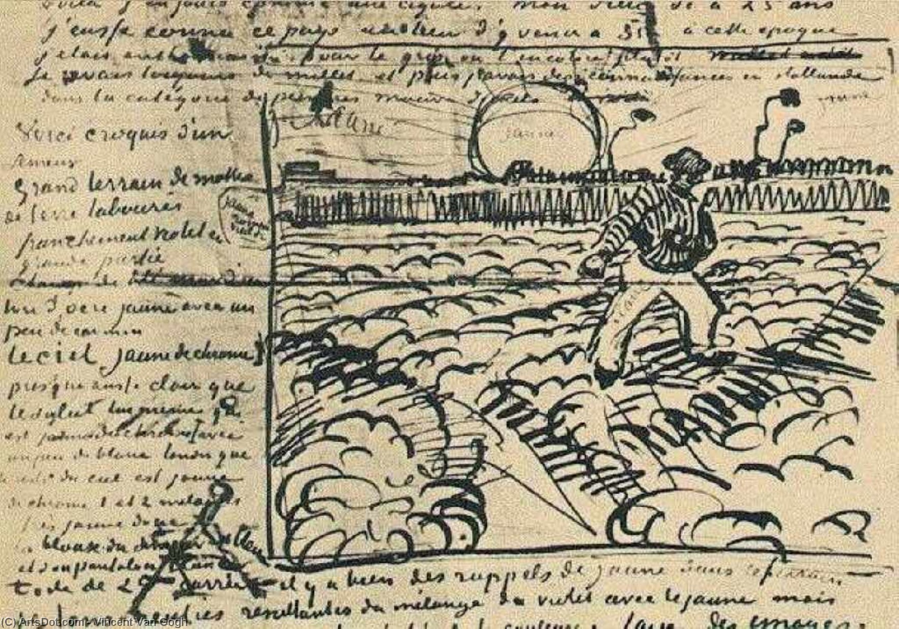 Sower With Setting Sun Letters — Vincent Van Gogh