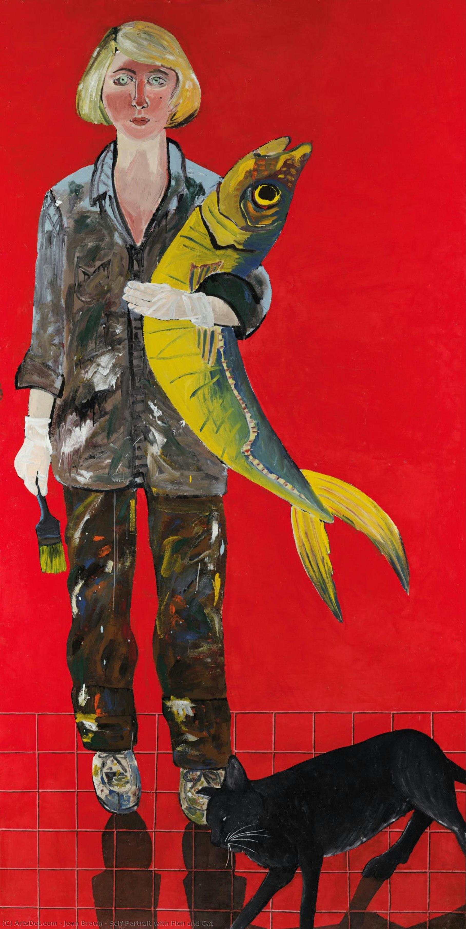 Joan Brown, Self-Portrait with Fish and Cat