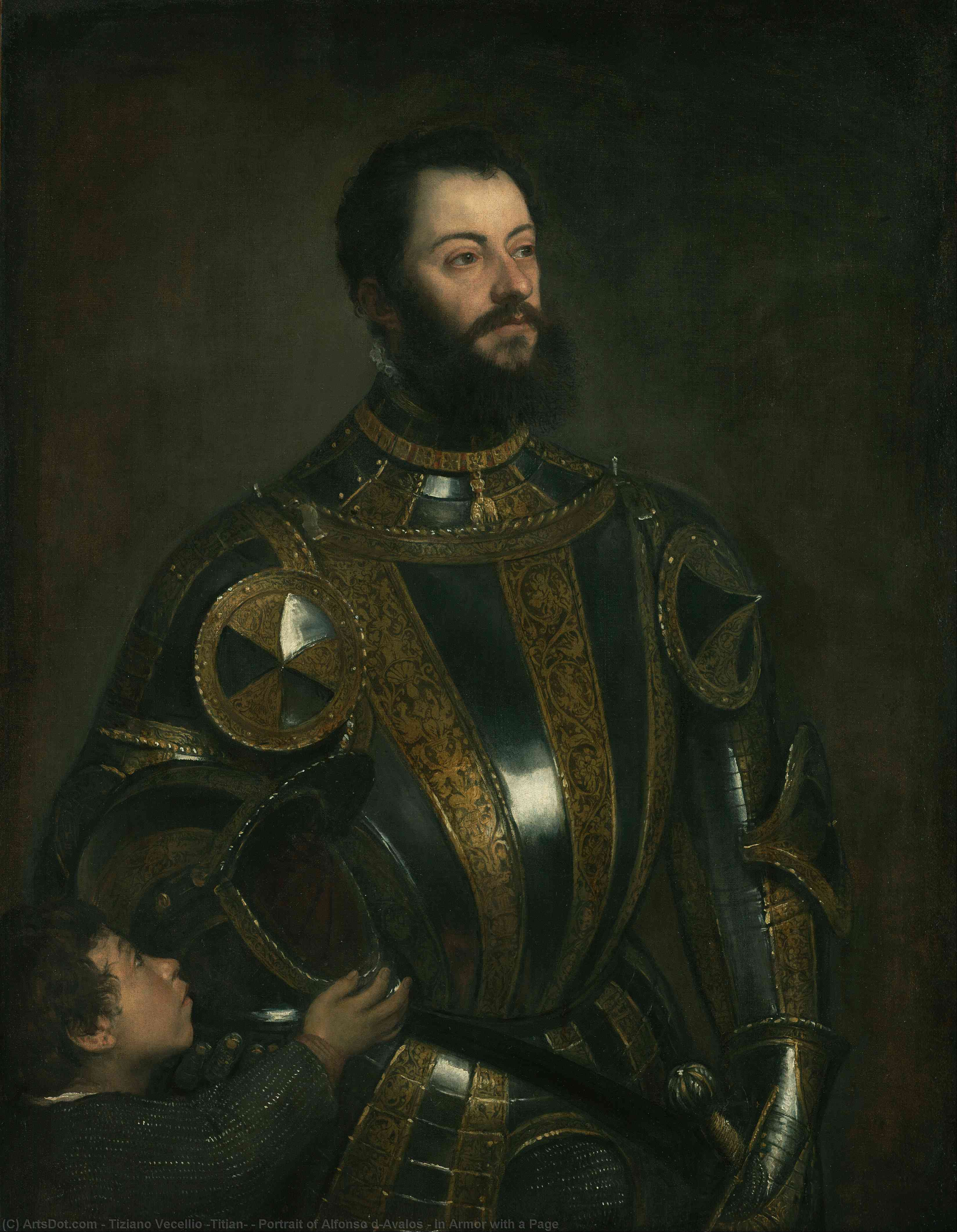 Admire Titian’s ‘portrait Of Alfonso D’avalos’! A Stunning Renaissance Masterpiece Featuring Intricate Armor & A Young Page. Own A High-quality Reproduction Of This Venetian Painting. Portrait Of Alfonso D`avalos , In Armor With A Page Artworks_database — ティツィアーノ