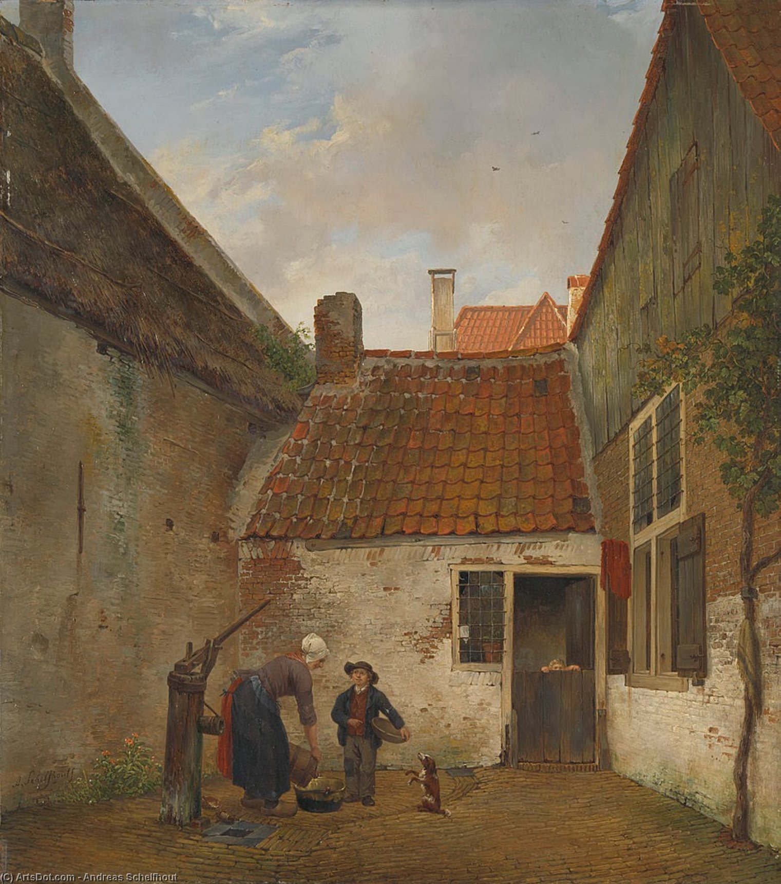 Andreas Schelfhout - Small Courtyard