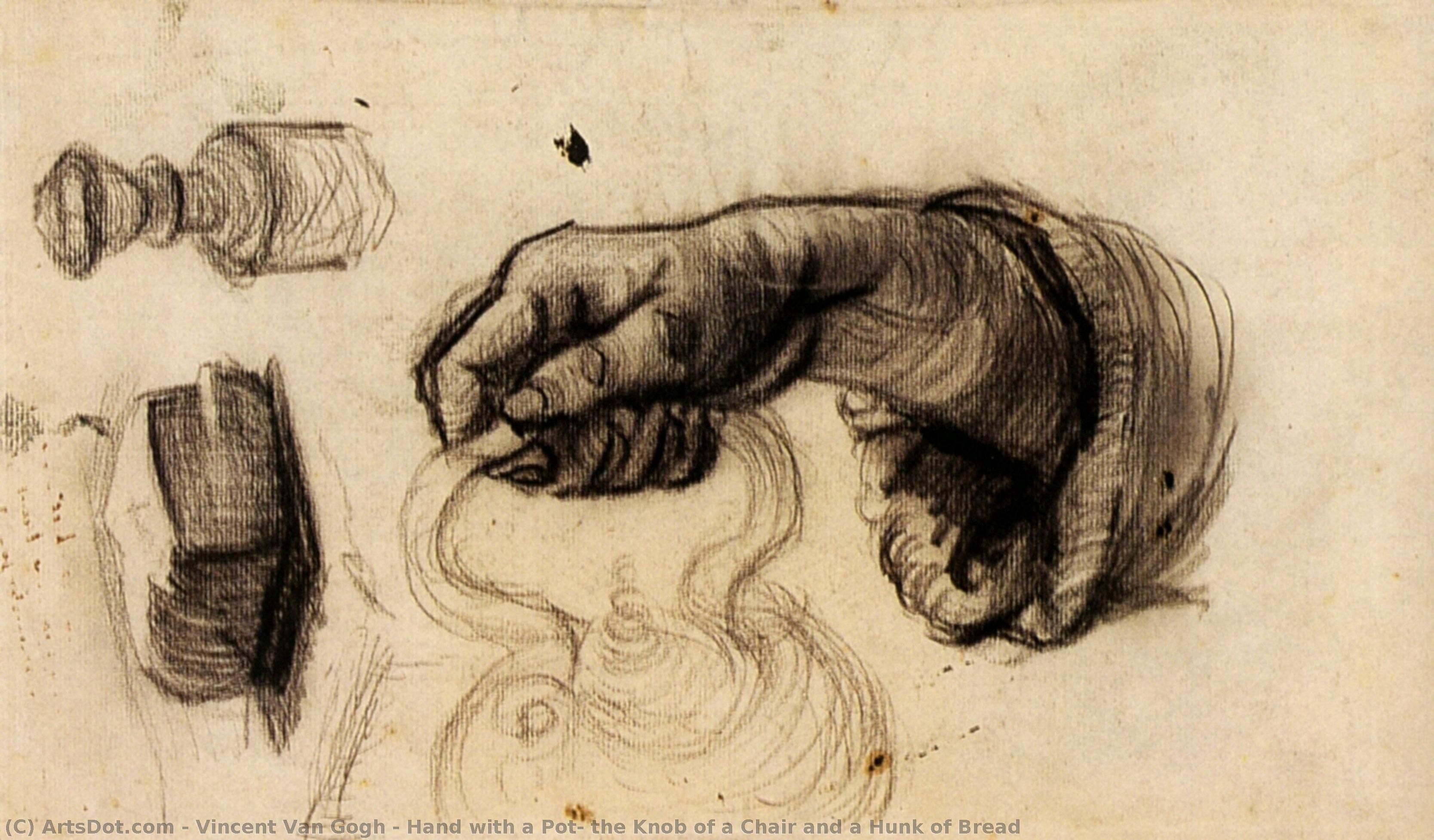 Die Hand Mit Einem Krug Und Einem Stuhlknauf Sowie Einem Stück Brot — Vincent Willem Van Gogh