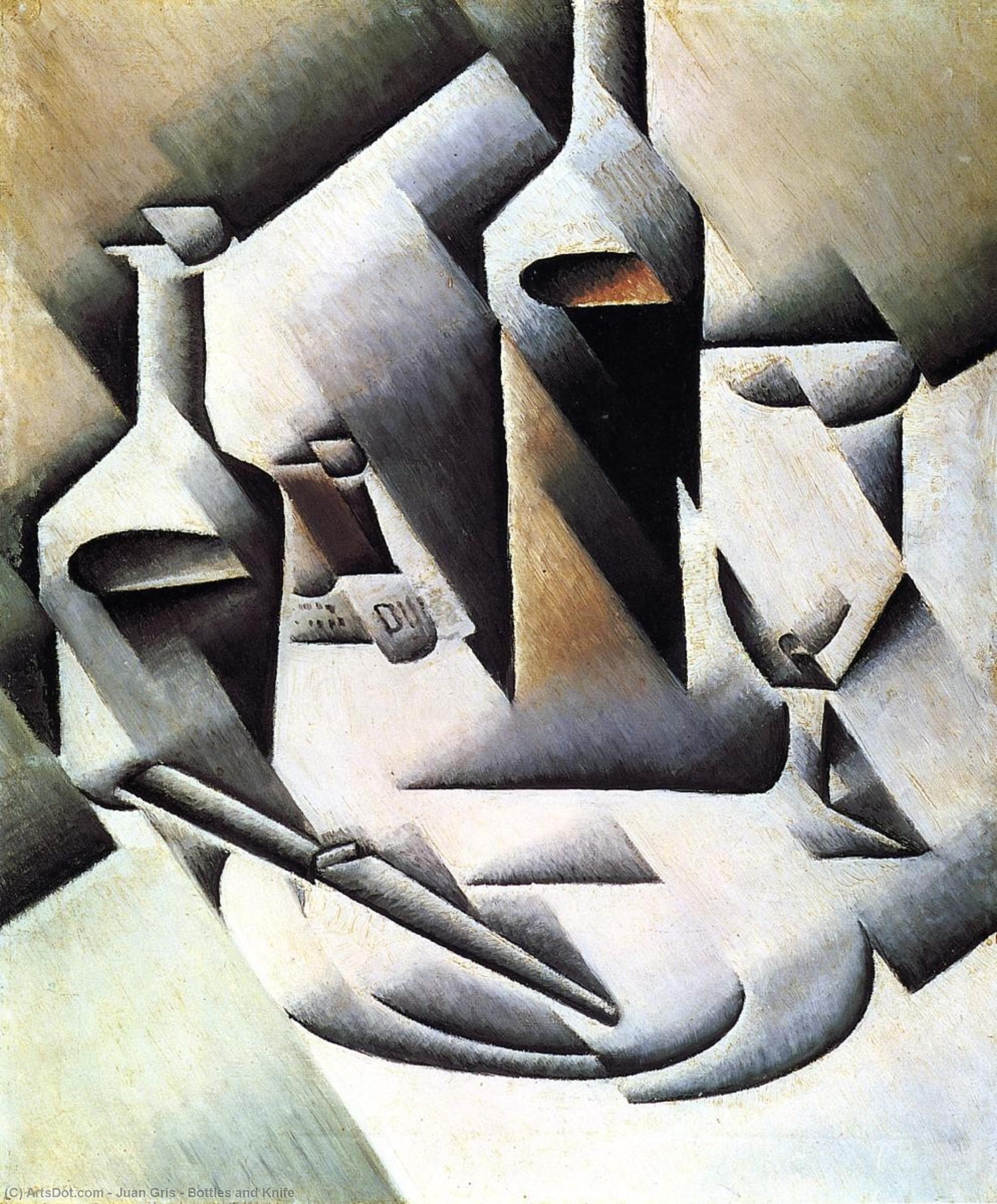Botellas Y Cuchillo — Juan Gris