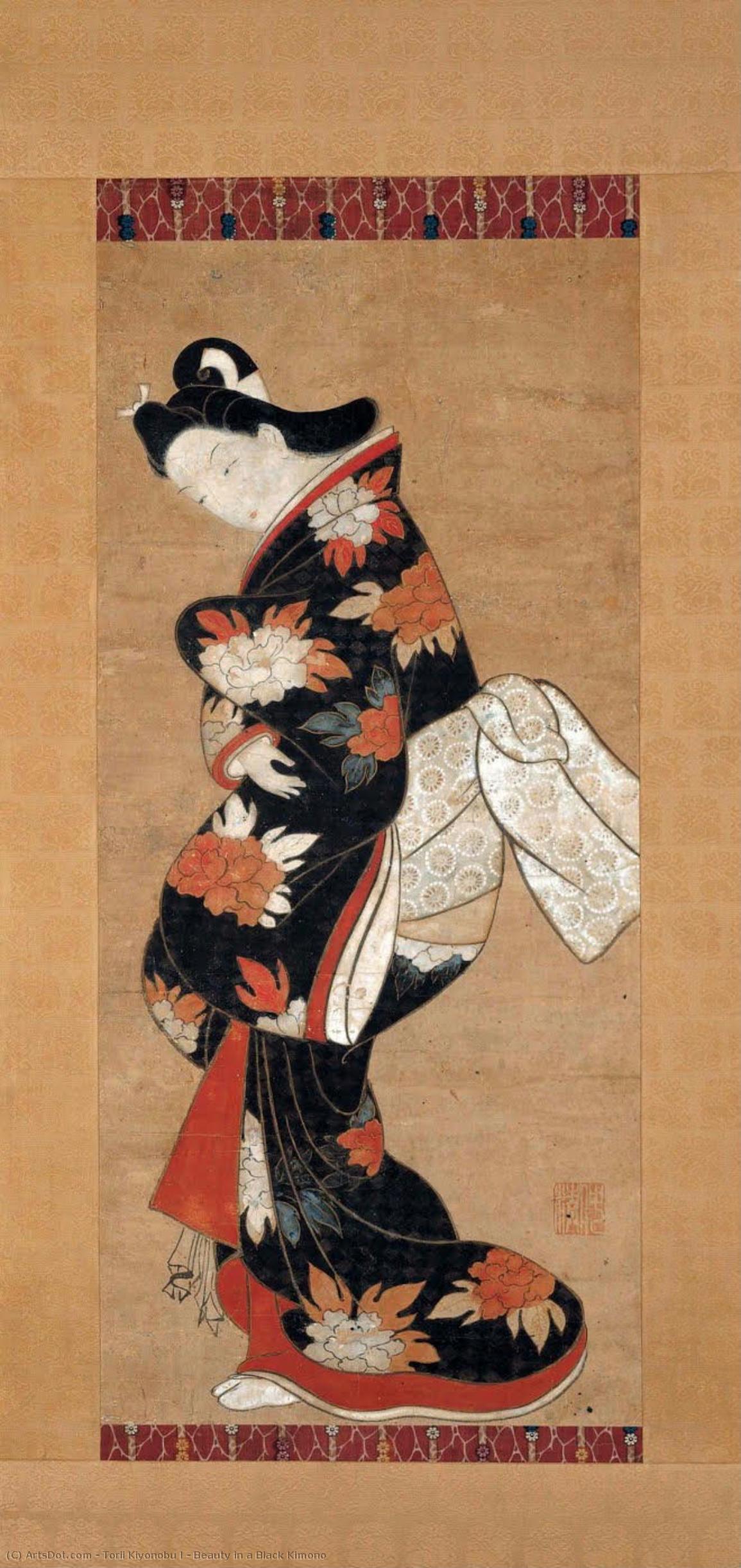 Beauty In A Black Kimono — Torii Kiyonobu I