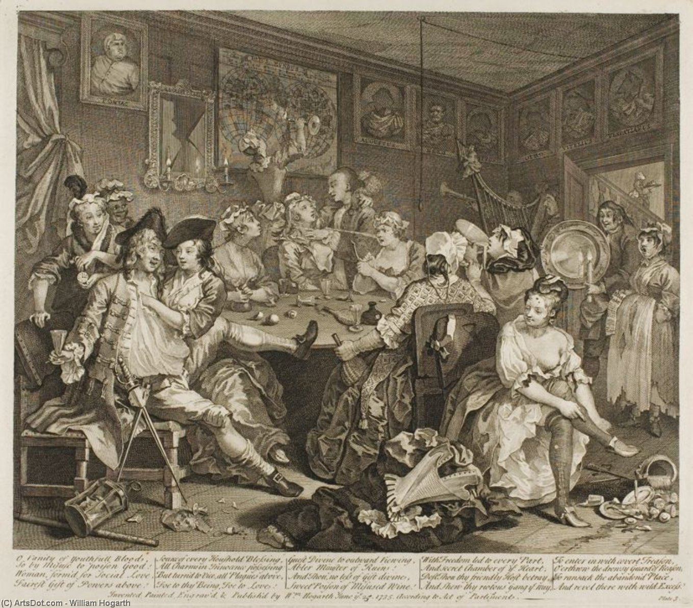 William Hogarth - Plate three, from A Rake's Progress