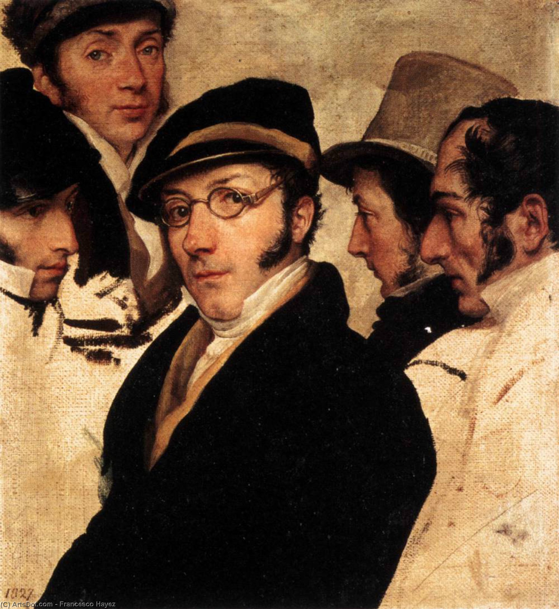 Selvportræt Blandt Venner — Francesco Hayez