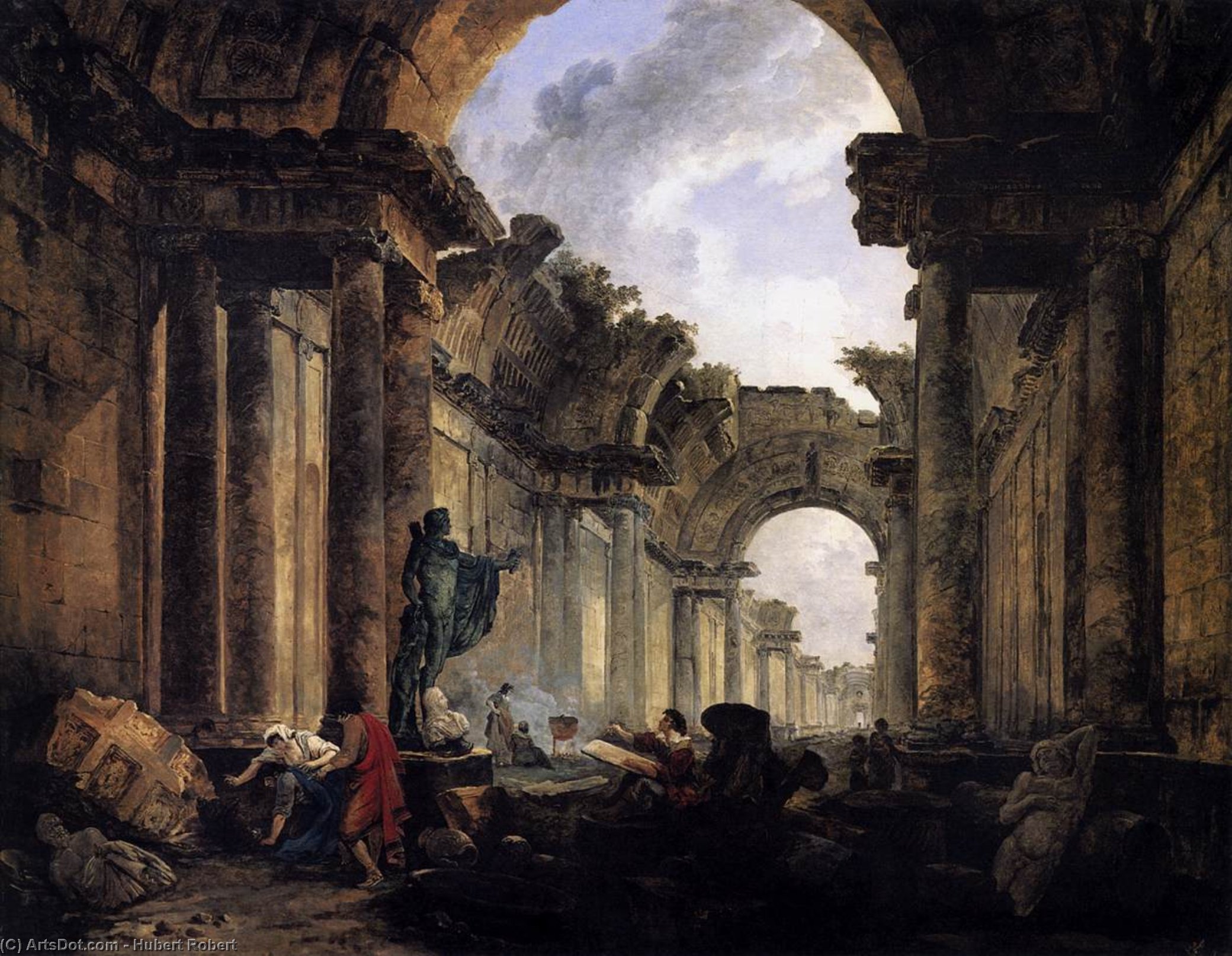 Wyimaginowany Widok Łaźniarskiej Galeria W Luwrze W Ruinach — Hubert Robert