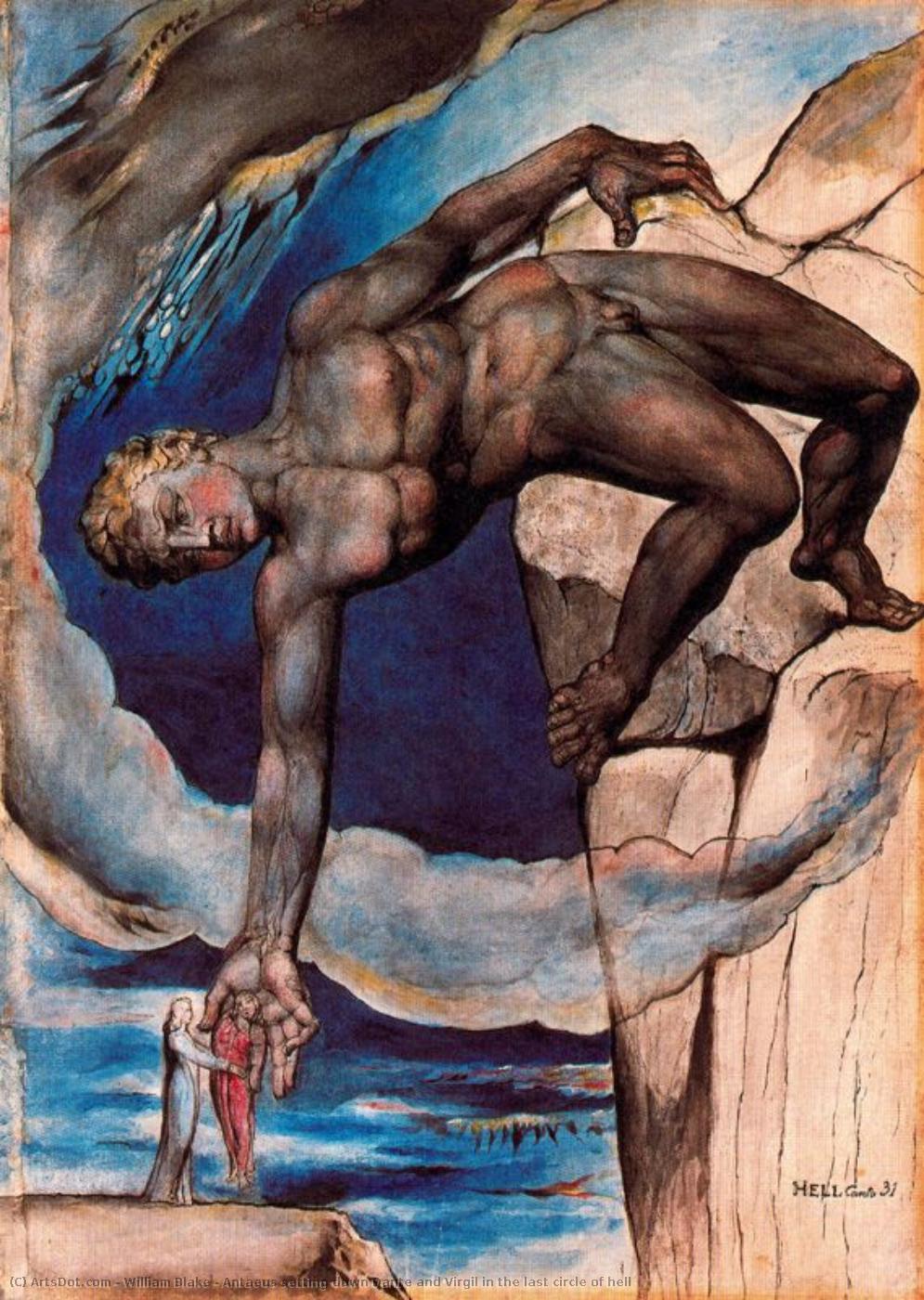 Antaio Setting Down Dante E Virgilio Nell'ultimo Cerchio Dell'inferno — William Blake