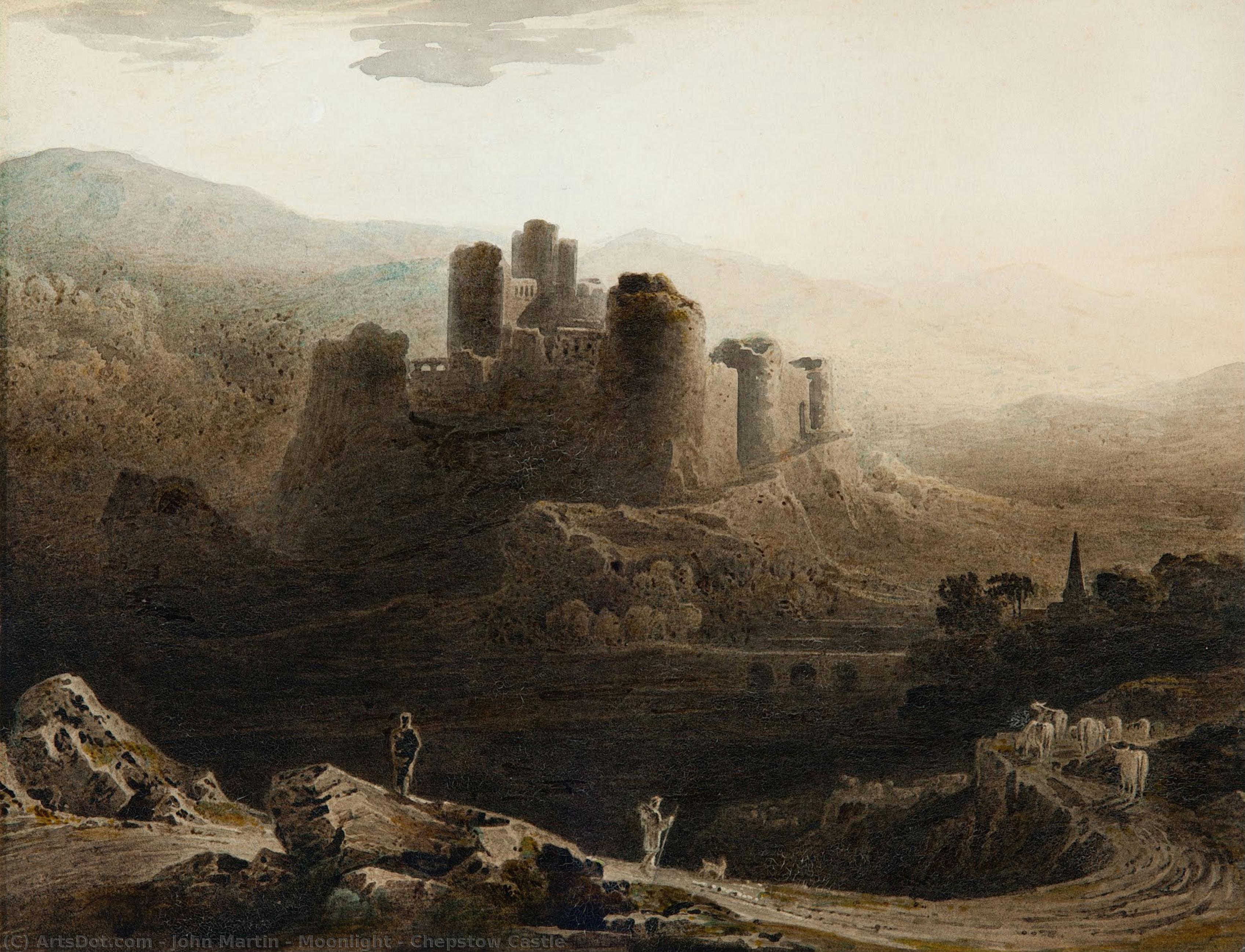 Moonlight - Chepstow Castle — John Martin