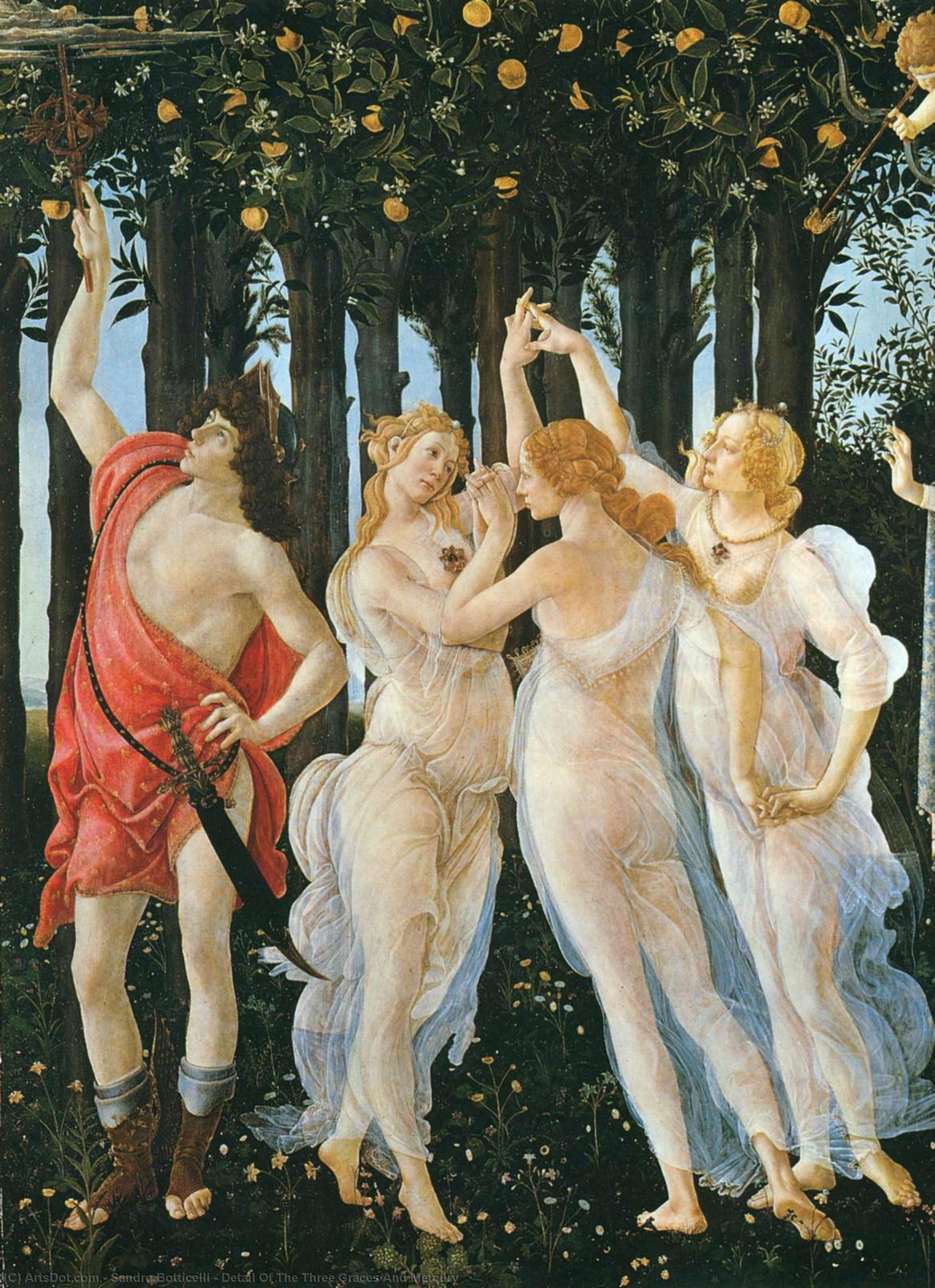 Detail Of The Three Graces And Mercury — Sandro Botticelli