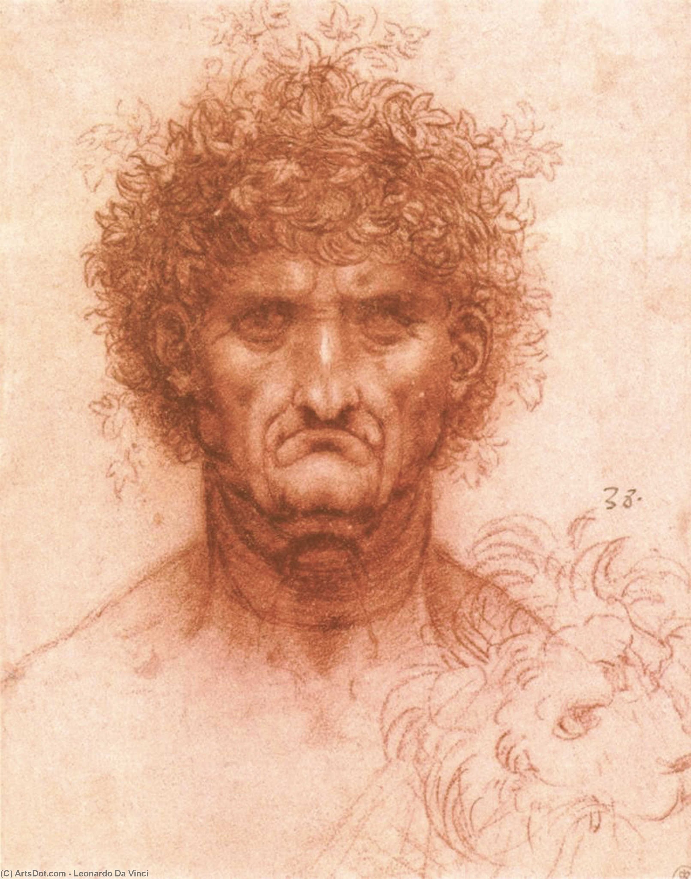 Old Man With Ivy Wreath And Lion's Head — Leonardo Da Vinci