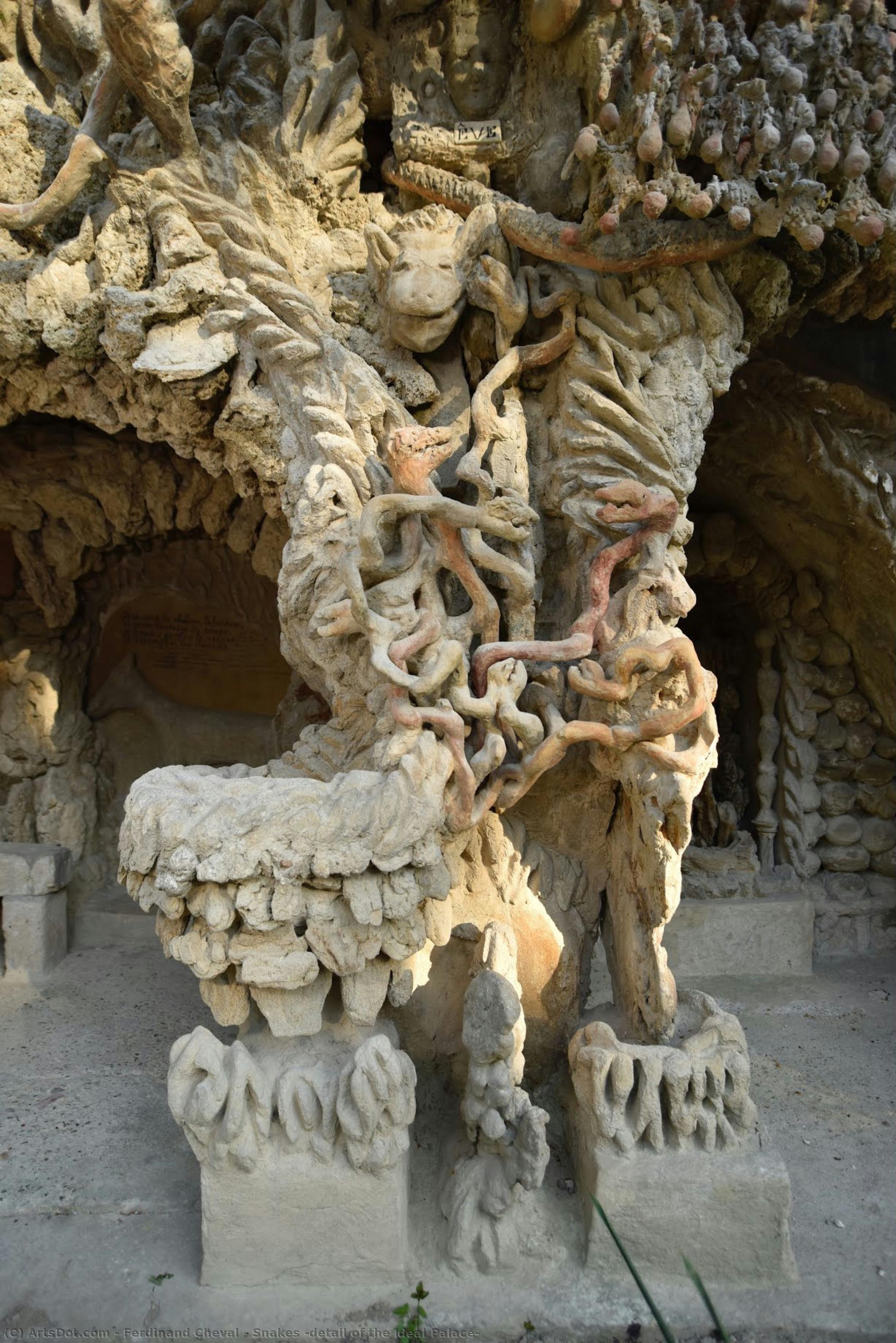 "snakes (detail Of The Ideal Palace)" -> "červi (podrobný Záběr Ideálního Paláce)" — Ferdinand Cheval