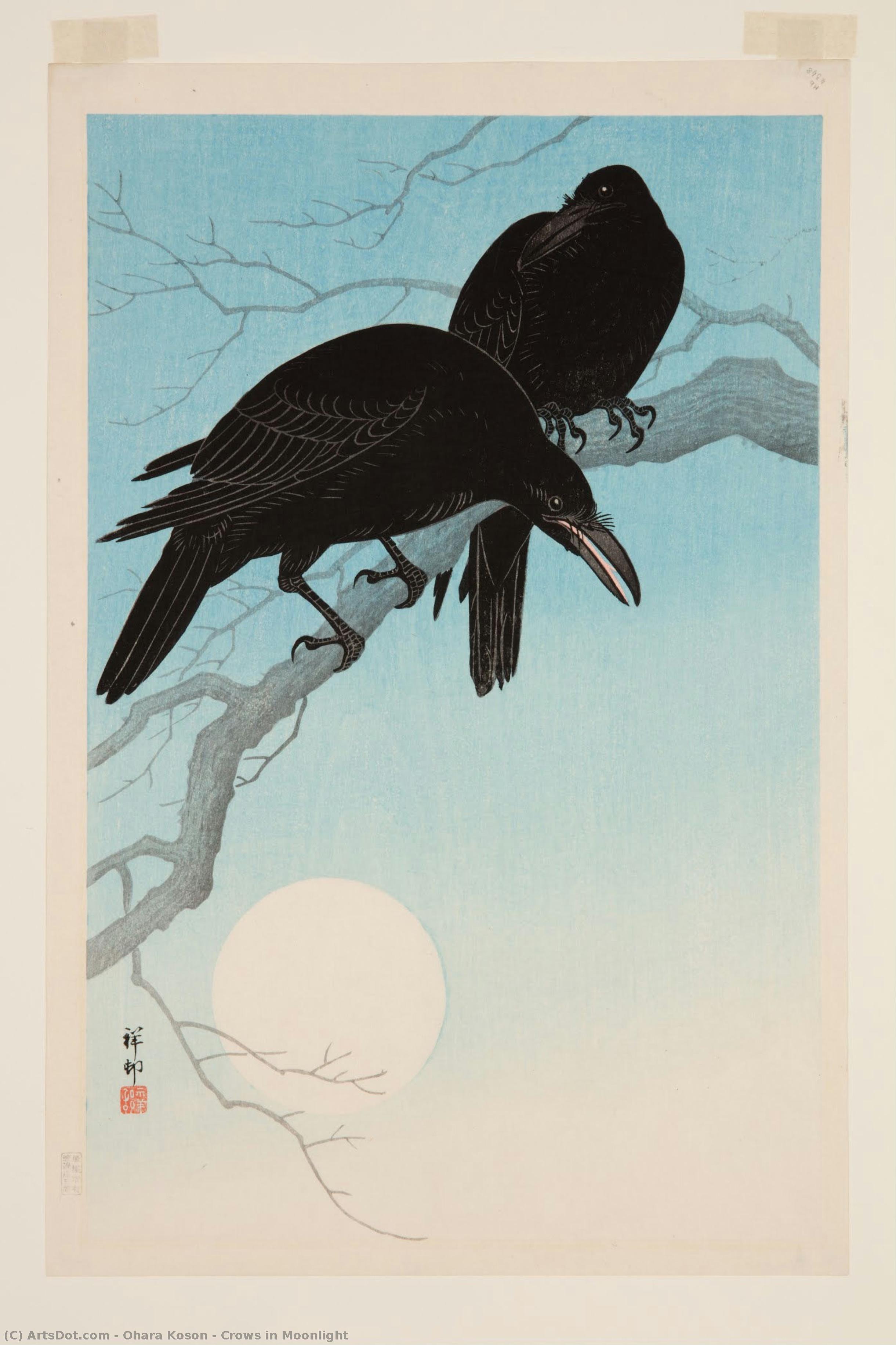 ohara koson - Crows in Moonlight