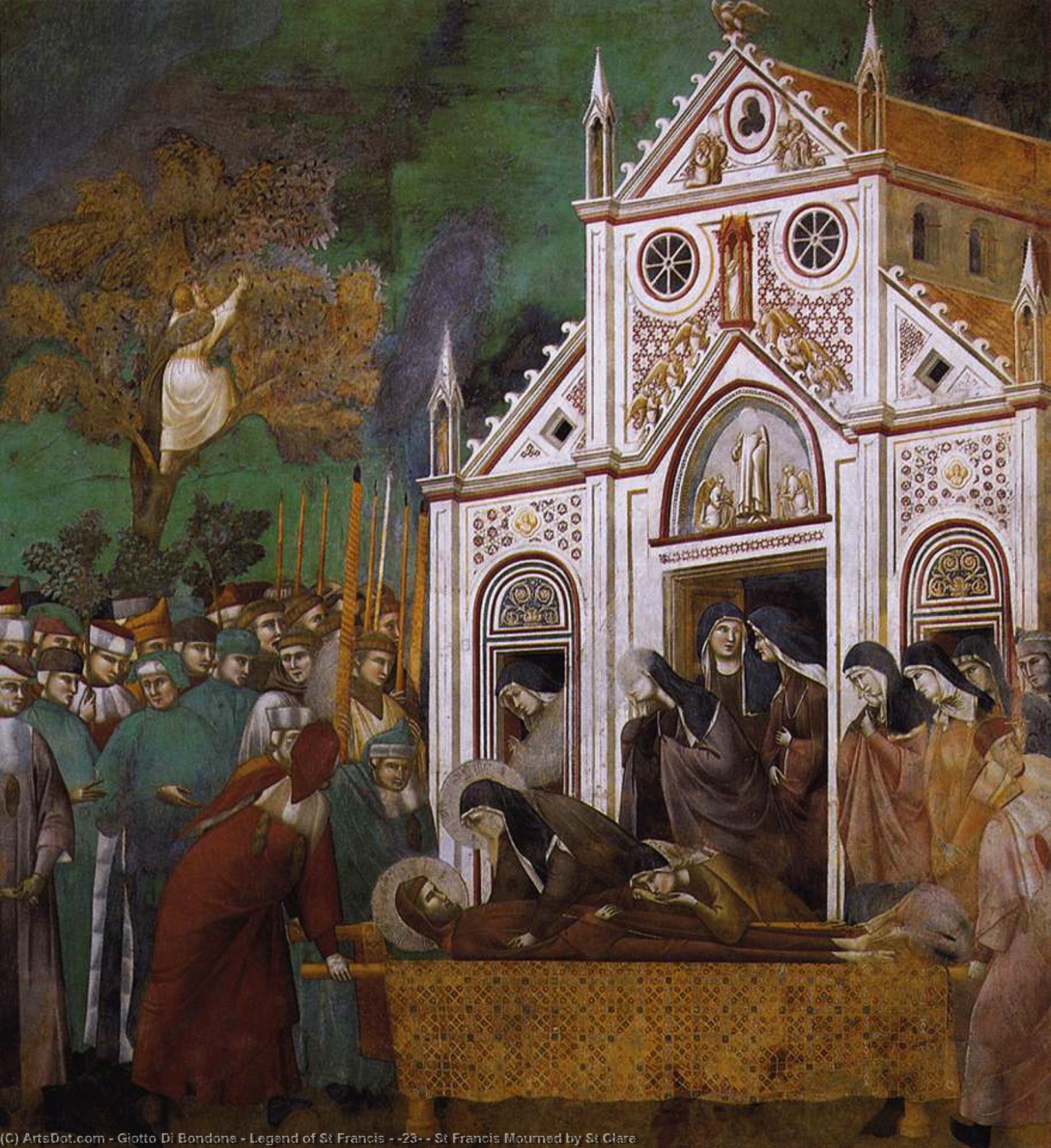 Giotto Di Bondone'nın ‘st. Francis’ın Ölümü Ve Çarmıha Gerilmesi’ Adlı Eseri, 13. Yüzyıl Sonlarında Floransa’da Yaşamış Olan Giotto Di Bondone Tarafından Yaratılmış, St. Francis’ın Ölümü Ve Çarmıha Gerilmesi Sahnesini Tasvir Eden Etkileyici Bir Dini Tablo — Giotto