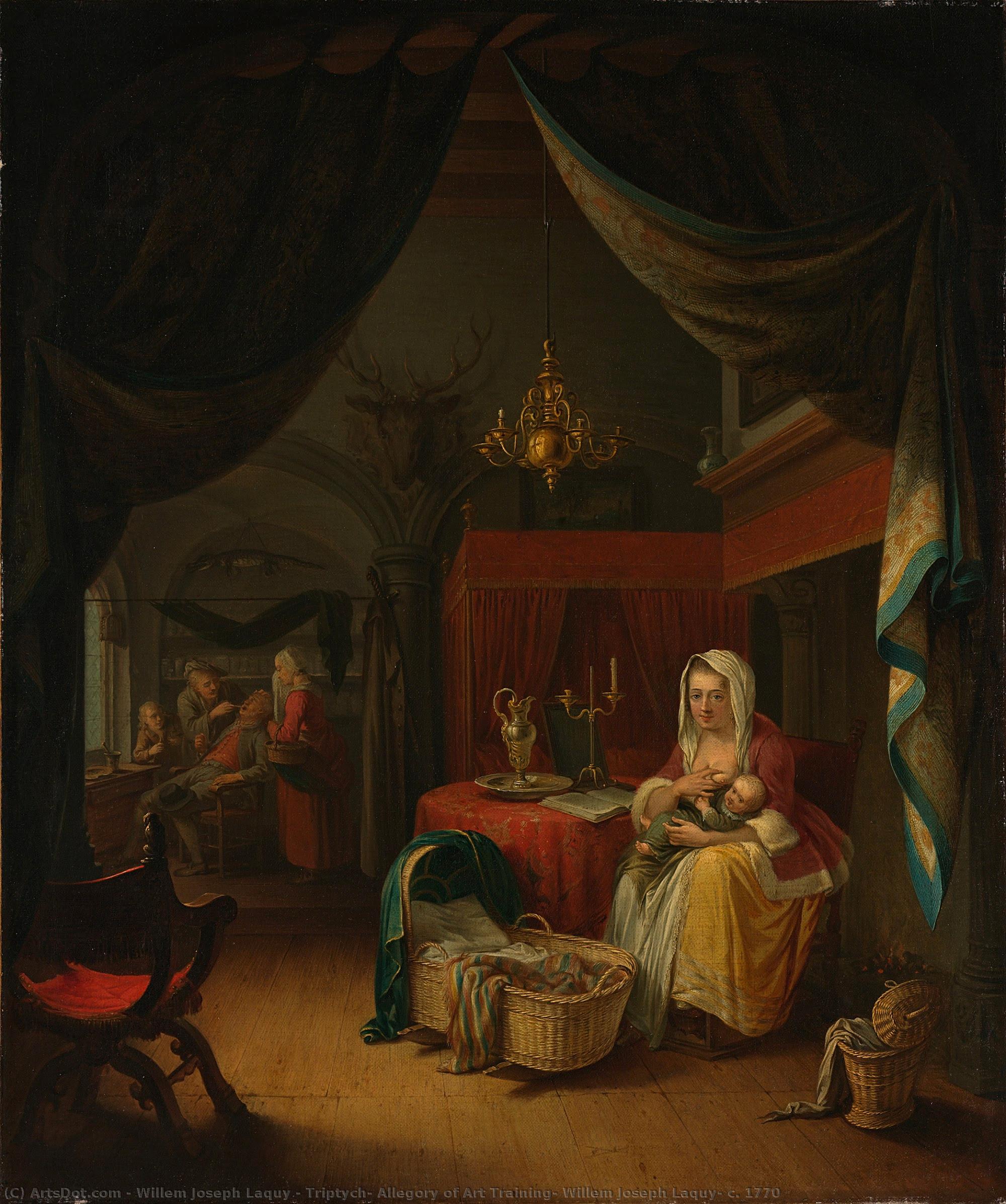 Triptych: Allegory Of Art Training, Willem Joseph Laquy, C. 1770 — Joseph Willem Laquy