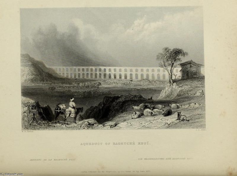 Istanbul, Aqueducts Bahçeköy — William Henry Bartlett
