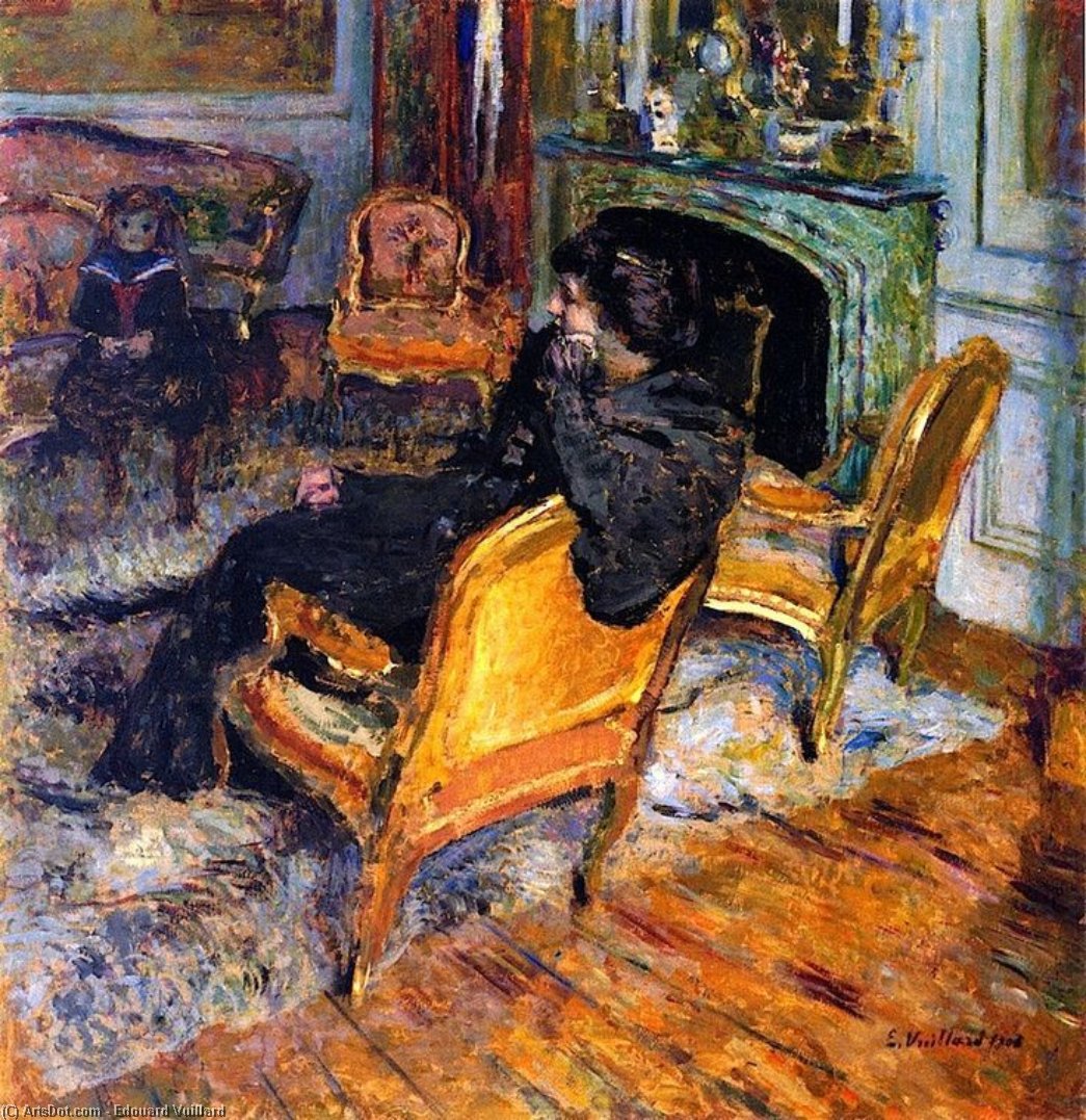 jean-édouard vuillard, The Gilded Chair, Madame George Feydeau and Her Son
