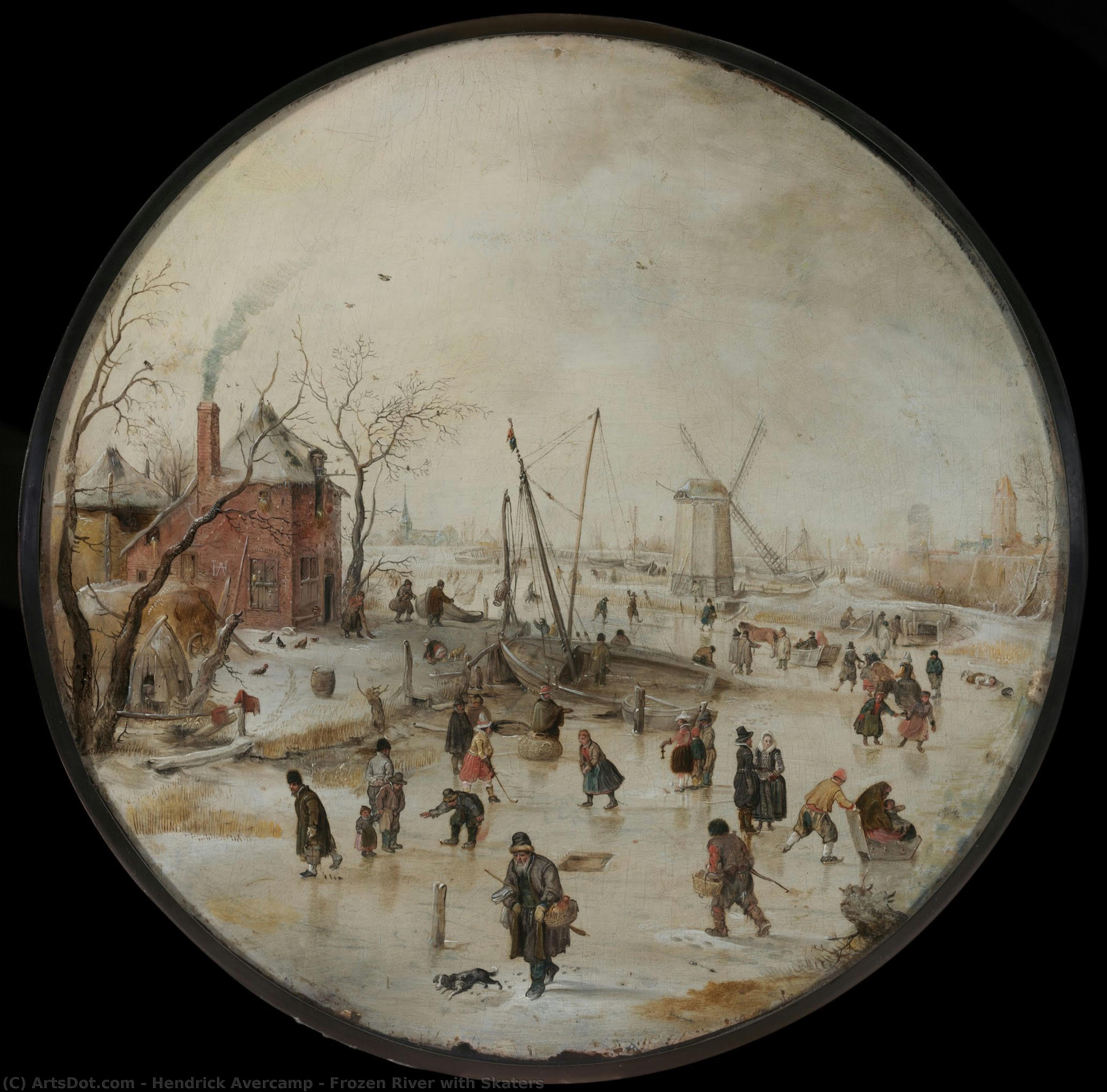 Avercamp, Hendrick - Frozen River with Skaters