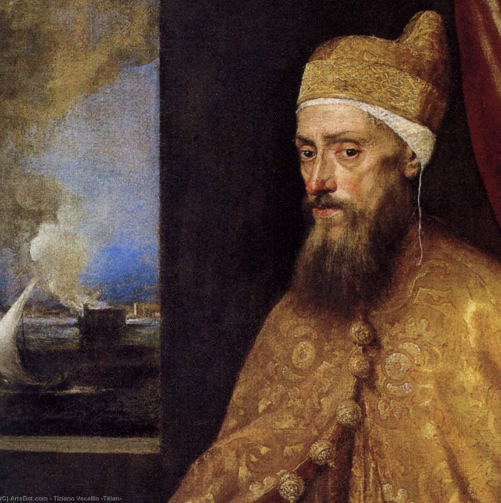 Retrato Del Doge Francesco Venier (detalle) — Tiziano