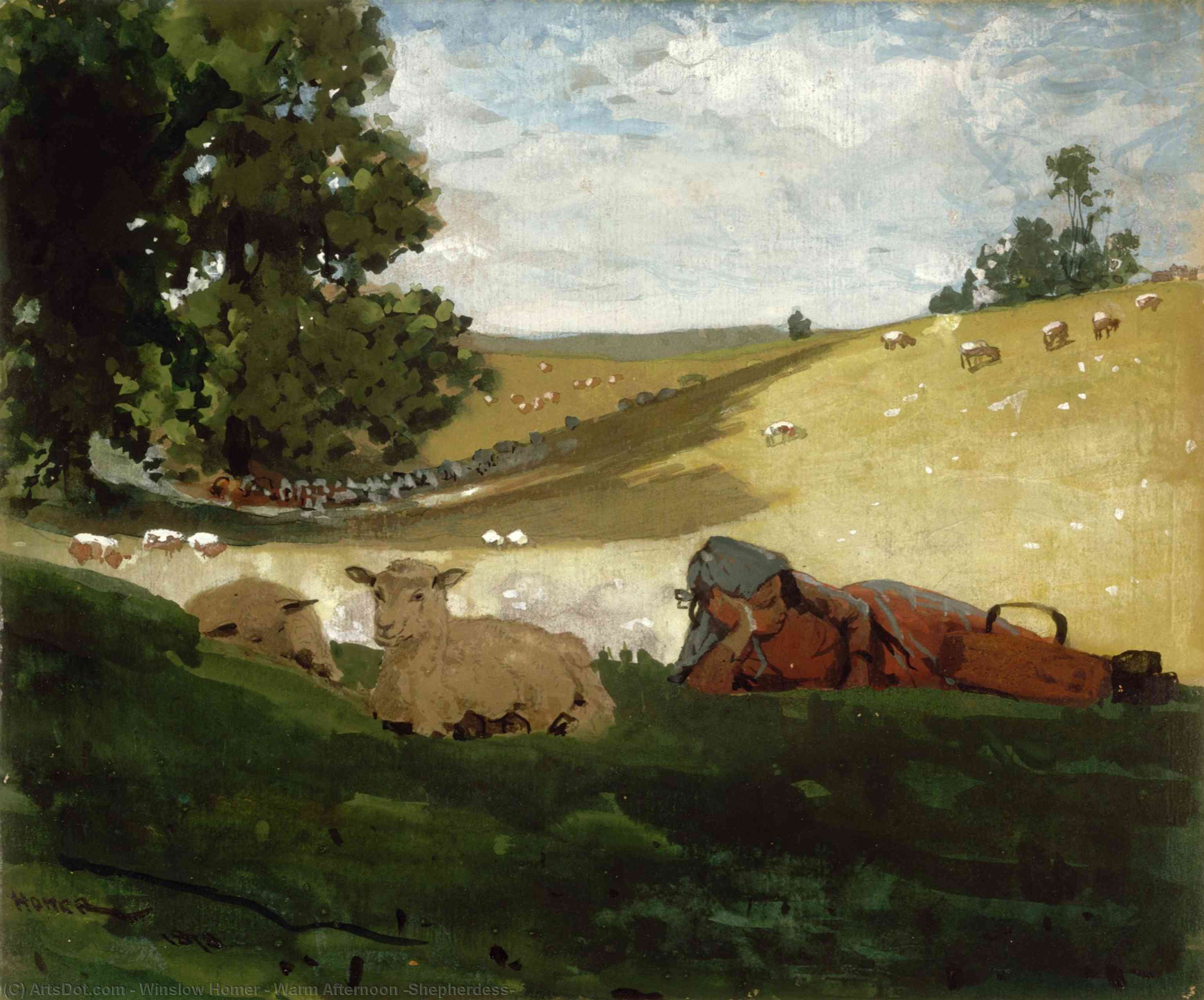 Varm Eftermiddag (shepherdess) — Winslow Homer