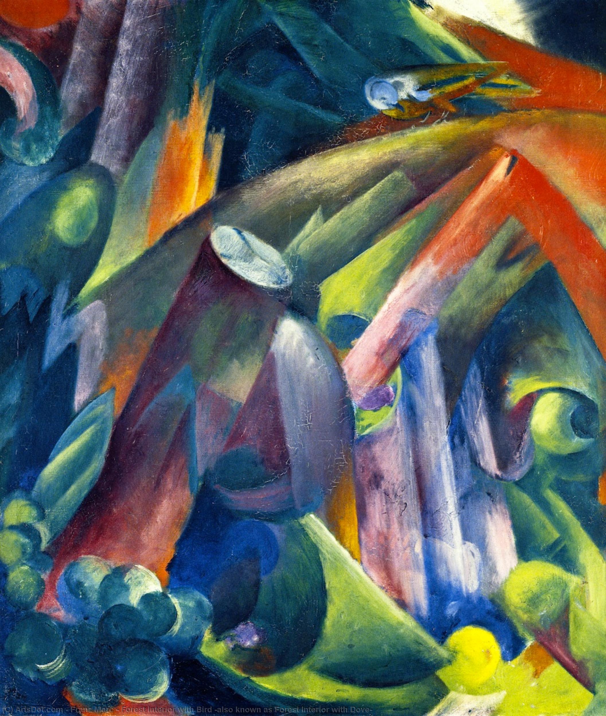 Franz Marc - Lesní interiér s ptákem
