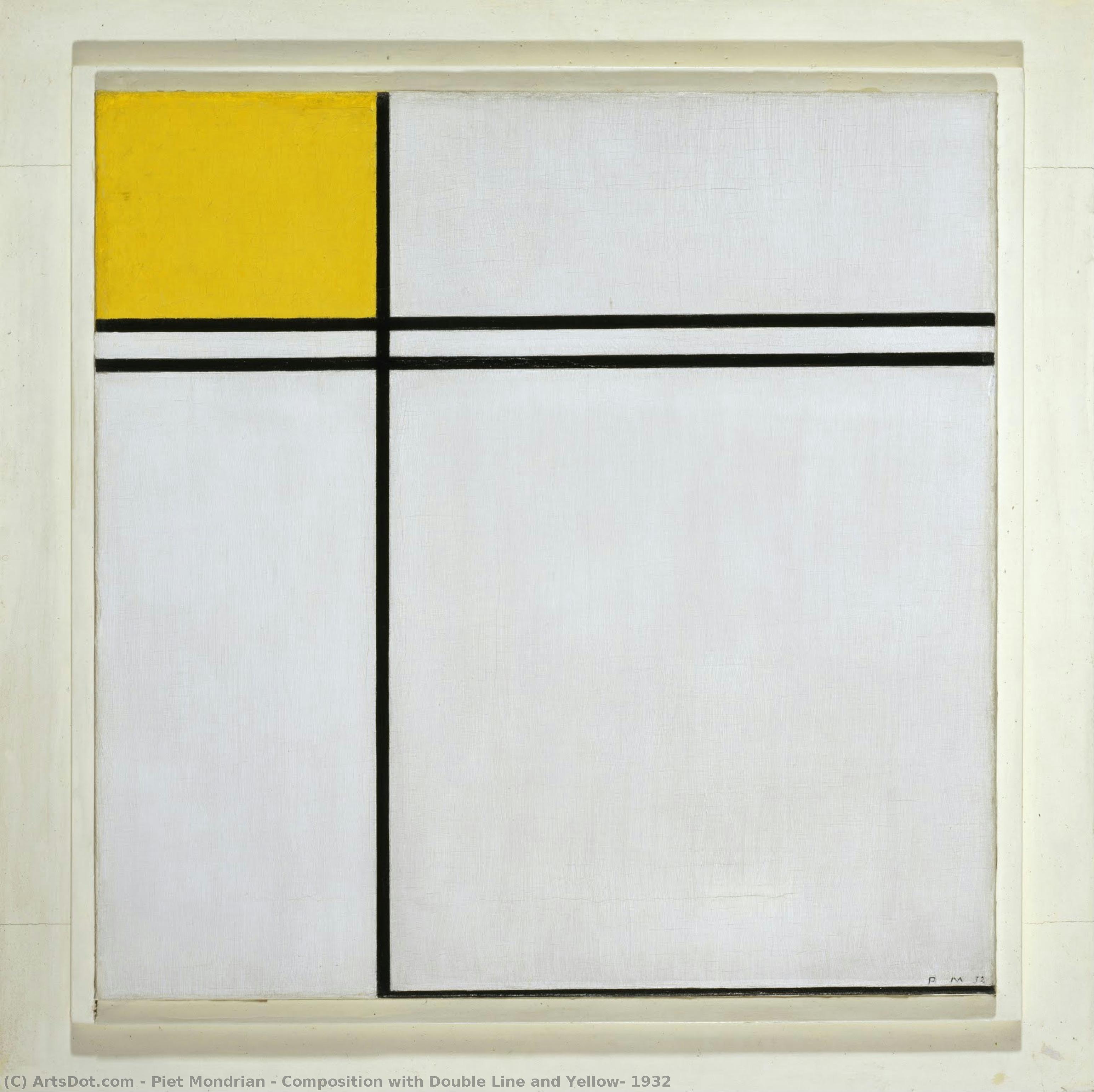 Composition Con Linee Doppie E Giallo — Piet Mondrian