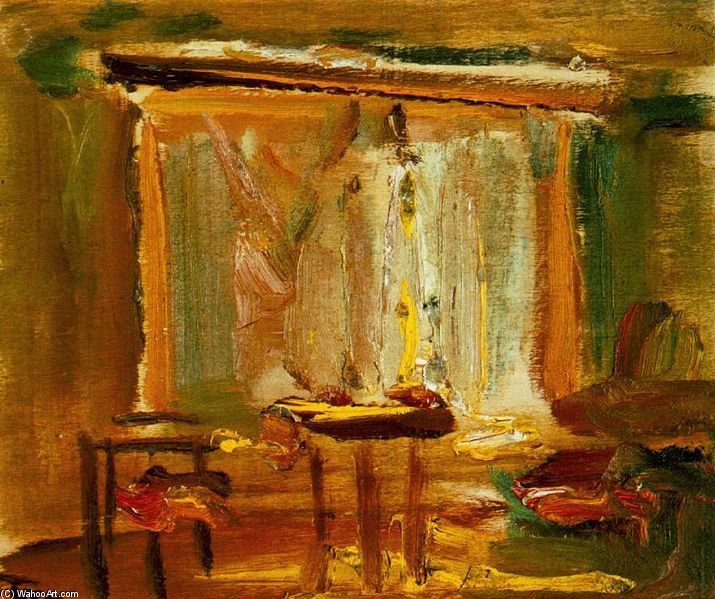 János Tornyai - Interior With Curtained Window