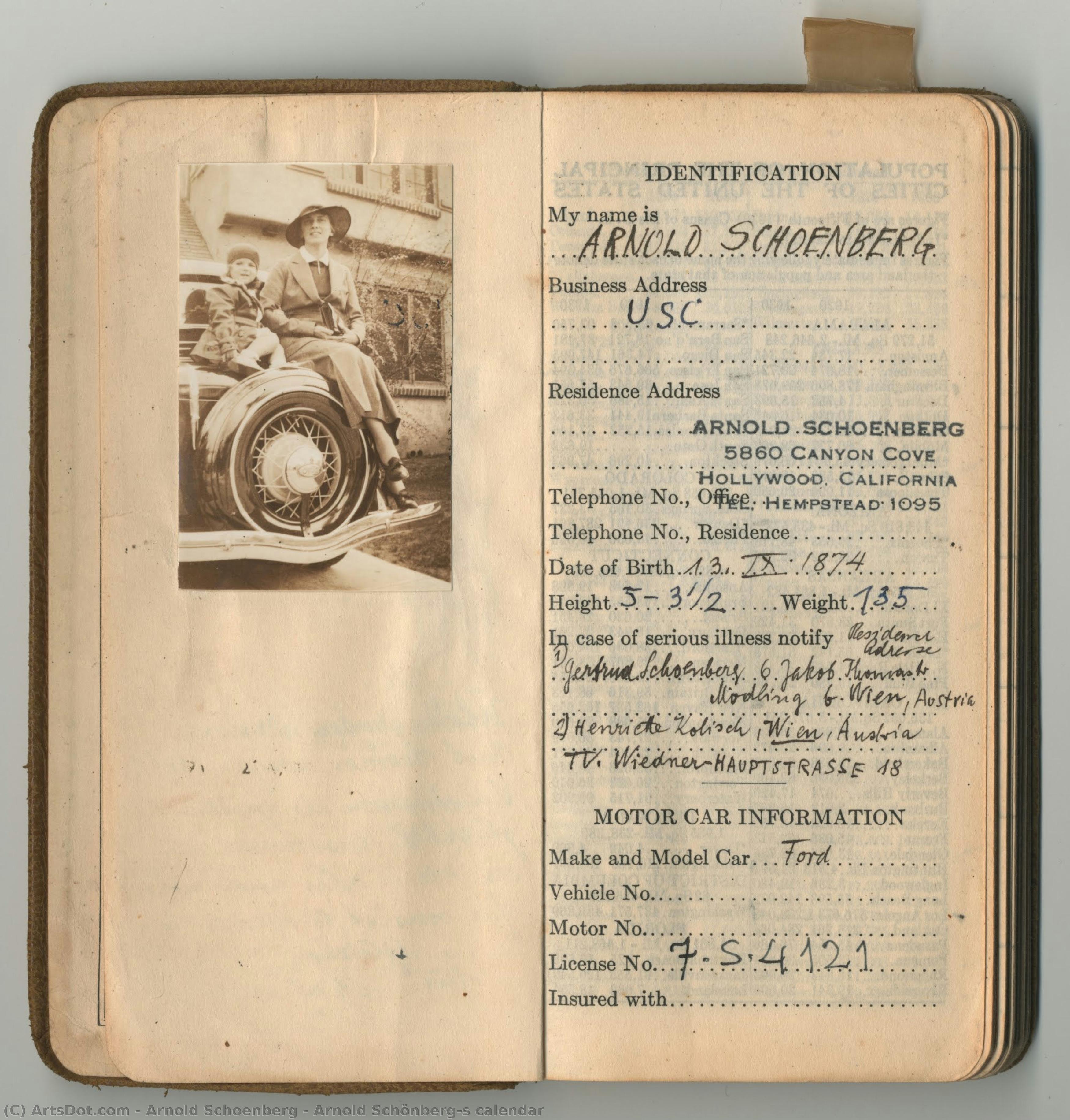 arnold schoenberg, Arnold Schönberg’s calendar