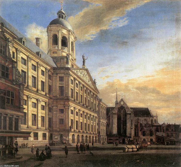 Amsterdam, Piazza Dam Con Il Municipio E La Nieuwe Kerk — Jan Van Der Heyden