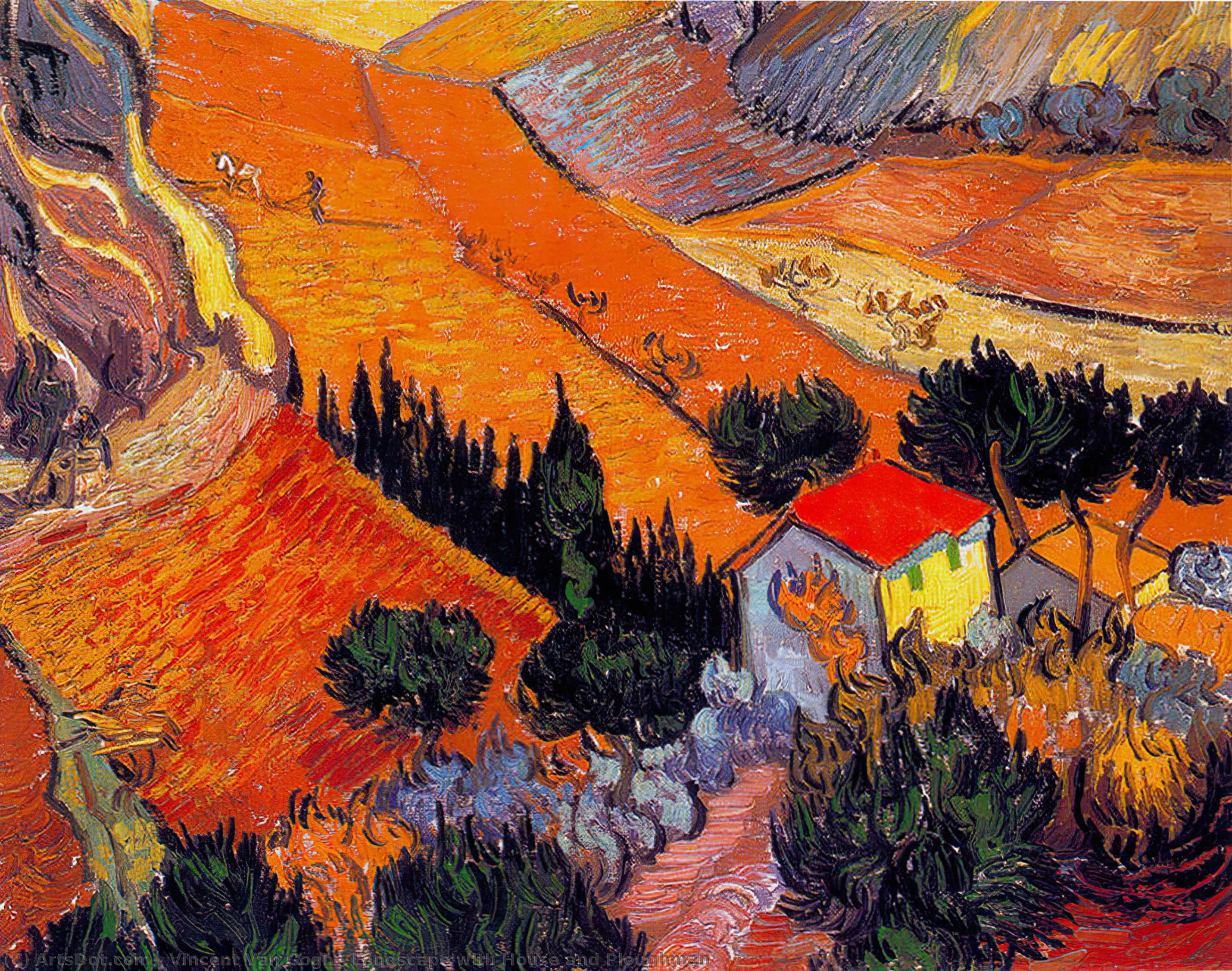 Пейзаж С Къща И Бранеца (landscape With House And Ploughman) — Vincent Willem Van Gogh